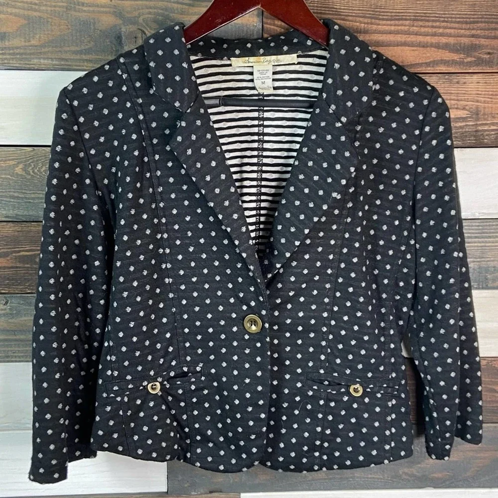 American Rag Black White Polkadot 1 Button Blazer - Picture 6 of 6